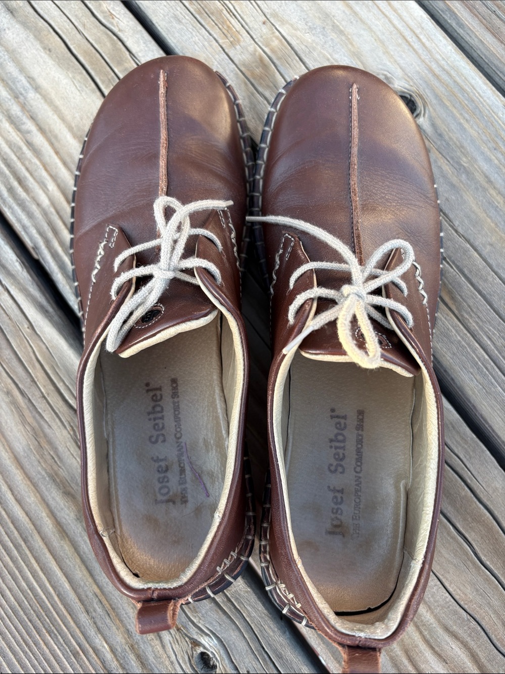 Josef Seibel Women Lindsay Brown Leather  Lace up Oxford Shoes EU 40 US 9